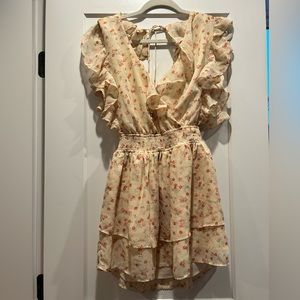 Sabo Skirt- Mini Dress with Ruffled Sleeves and Open Back